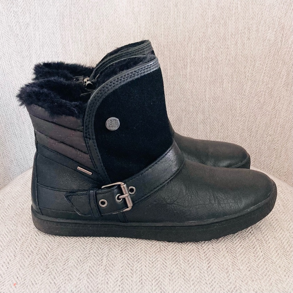 Geox Black Leather Fur-Lined Buckle Women's Boots